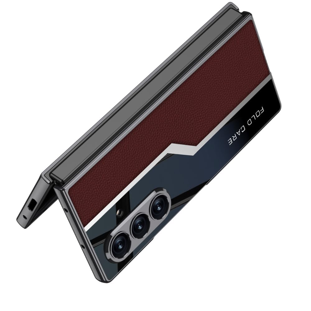 FlexArmor Ultra Hybrid Leather Case for Samsung Galaxy Z Fold 7 | Built-In Glass Screen Protector, Magnetic Charging & Camera Protection