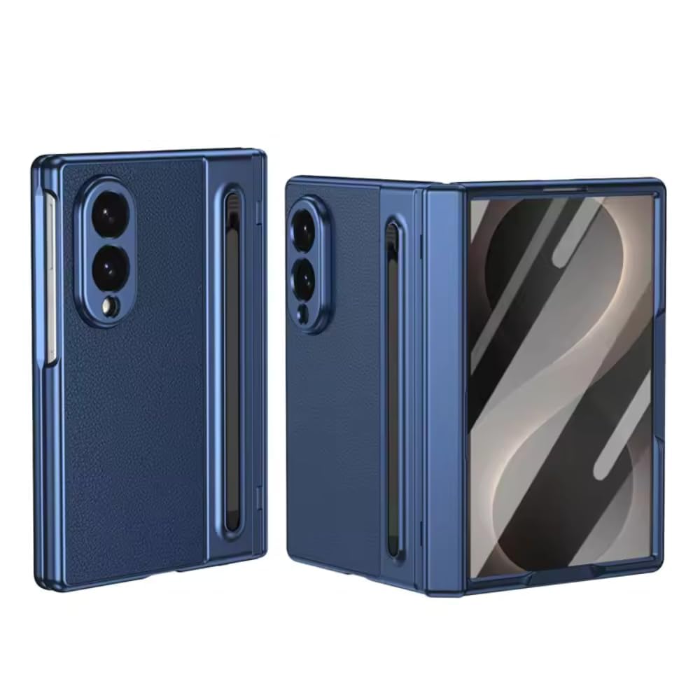Ultra Hybrid Premium Luxury Leather Case for Samsung Galaxy Z Fold 8 (2026) | Hinge Protection Kickstand + S Pen + Tempered Glass | Slim | Scratch Resistant for Fold 8 Back Cover, Black