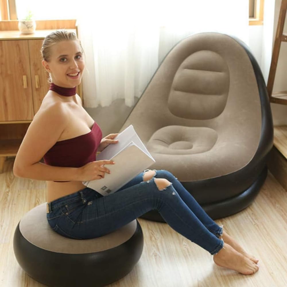 FlexArmor Premium Inflatable Lounge Chair with Foot Stool & Air Pump
