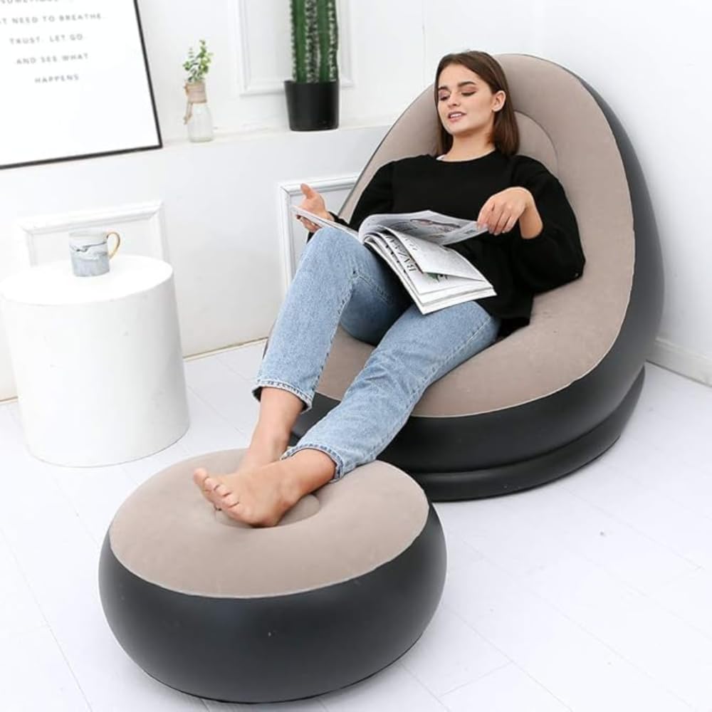 FlexArmor Premium Inflatable Lounge Chair with Foot Stool & Air Pump