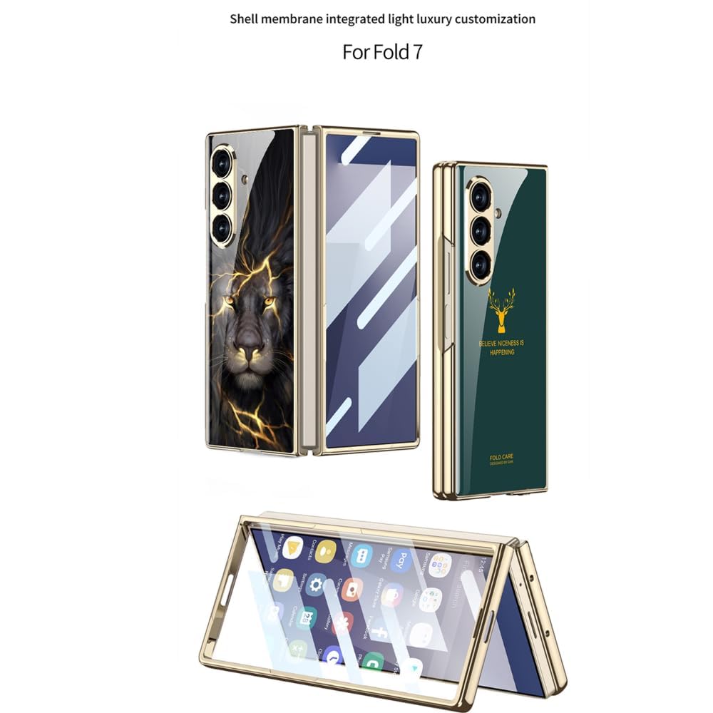 FlexArmor StagGlass Series Case for Samsung Galaxy Z Fold 7 | 9H Tempered Glass Back & Shockproof Protection