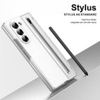 Ultra Hybrid Luxury Design Leather Case for Samsung Galaxy Z Fold 6 - with S Pen/Tempered Glass Screen Protector/Kickstand/Comfortable Grip/Scratch Resistant for Fold 6 case (Black)