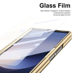Ultra Hybrid Luxury Design Leather Case for Samsung Galaxy Z Fold 6 - with S Pen/Tempered Glass Screen Protector/Kickstand/Comfortable Grip/Scratch Resistant for Fold 6 case (Black)