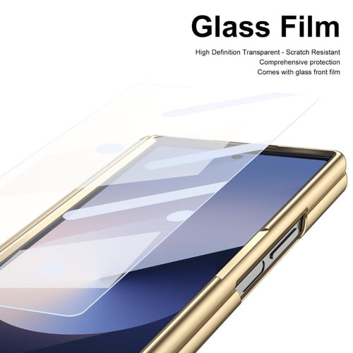 Ultra Hybrid Luxury Design Leather Case for Samsung Galaxy Z Fold 6 - with S Pen/Tempered Glass Screen Protector/Kickstand/Comfortable Grip/Scratch Resistant for Fold 6 case (Black)