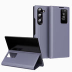 Melomon Ultra Hybrid Smart View Wallet Case for Samsung Galaxy Z Fold 6 | Flip Leather Cover with NFC Display Activation via App| Stand Feature | Magnetic Closure | Card Holder (Dark Blue)
