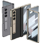 Ultra Hybrid Luxury Leather Case for Samsung Galaxy Z Fold 6 Case – with Kickstand. Includes Free Tempered Glass Screen Protector Comfortable Grip, Scratch Resistant (Black)