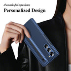 Ultra Hybrid Luxury Design Leather Case for Samsung Galaxy Z Fold 6 - with S Pen/Tempered Glass Screen Protector/Kickstand/Comfortable Grip/Scratch Resistant for Fold 6 case (Black)