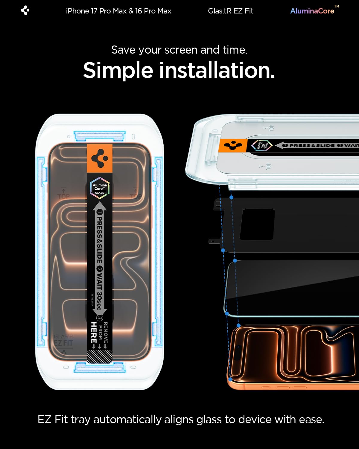 Spigen EZ Fit Tempered Glass Screen Protector Guard For iPhone 17 Pro Max / 16 Pro Max [2 Pack]