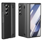 Ultra Hybrid Luxury Design Leather Case for Samsung Galaxy Z Fold 6 - with S Pen/Tempered Glass Screen Protector/Kickstand/Comfortable Grip/Scratch Resistant for Fold 6 case (Black)
