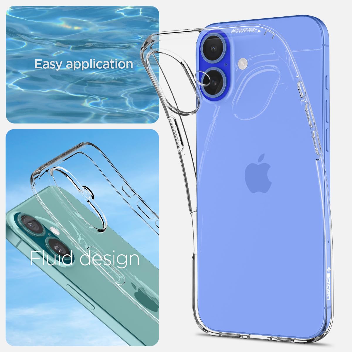 Spigen Liquid Crystal Back Cover Case for iPhone 16, Clear Transparent, Flexible Protection - TPU | Crystal Clear