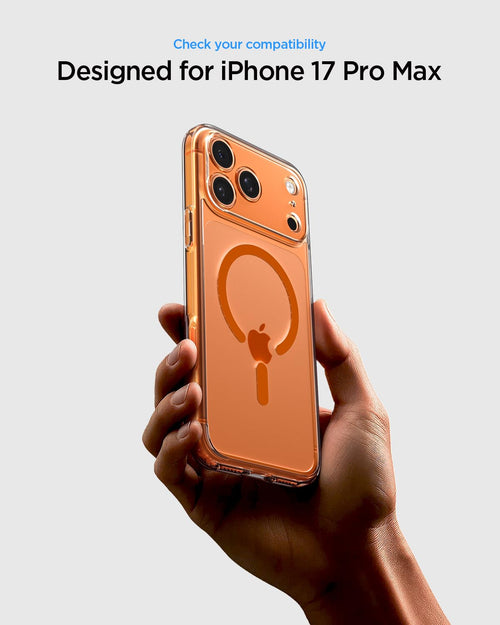 Spigen Ultra Hybrid MagFit Back Cover Case for iPhone 17 Pro, Clear Transparent, MagSafe Compatible - Polycarbonate + TPU | Clear Orange