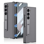 Ultra Hybrid Luxury Leather Case for Samsung Galaxy Z Fold 6 Case – with Kickstand. Includes Free Tempered Glass Screen Protector Comfortable Grip, Scratch Resistant (Black)