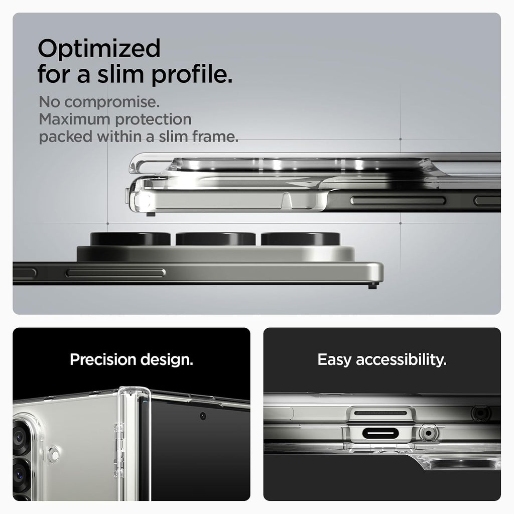 Spigen Ultra Hybrid Pro MagFit | Samsung Galaxy Z Fold7 Case [MagSafe] [Transparent] [Hinge Protection] Galaxy Z Fold 7 Back Cover | TPU+PC - Clear White