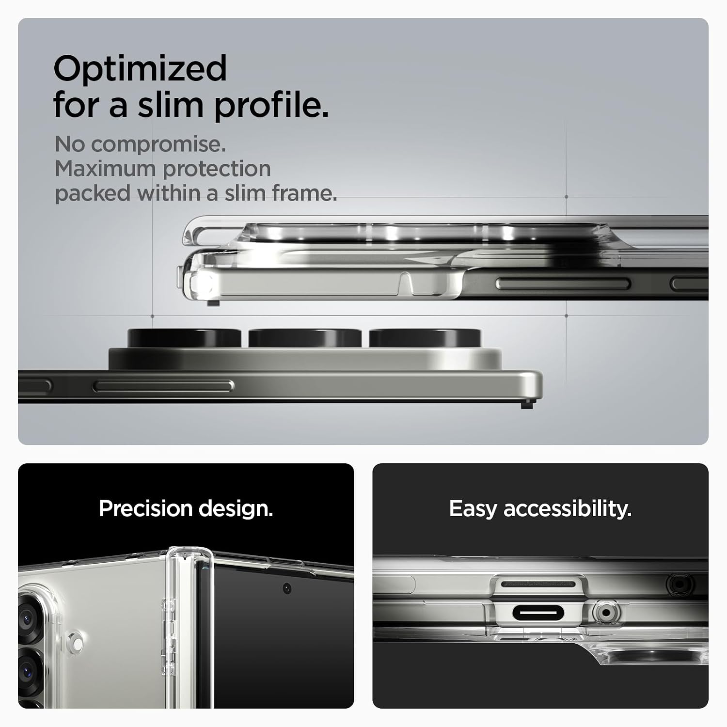 Spigen Ultra Hybrid Pro MagFit | Samsung Galaxy Z Fold7 Case [MagSafe] [Transparent] [Hinge Protection] Galaxy Z Fold 7 Back Cover | TPU+PC - Clear White