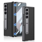 Ultra Hybrid Luxury Leather Case for Samsung Galaxy Z Fold 6 Case – with Kickstand. Includes Free Tempered Glass Screen Protector Comfortable Grip, Scratch Resistant (Black)