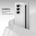 Ultra Hybrid Luxury Design Leather Case for Samsung Galaxy Z Fold 6 - with S Pen/Tempered Glass Screen Protector/Kickstand/Comfortable Grip/Scratch Resistant for Fold 6 case (Black)