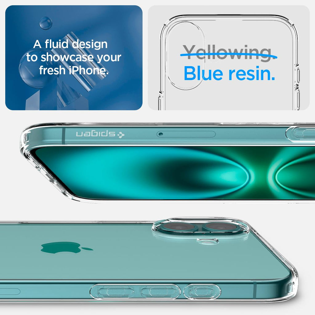 Spigen Liquid Crystal Back Cover Case for iPhone 16, Clear Transparent, Flexible Protection - TPU | Crystal Clear