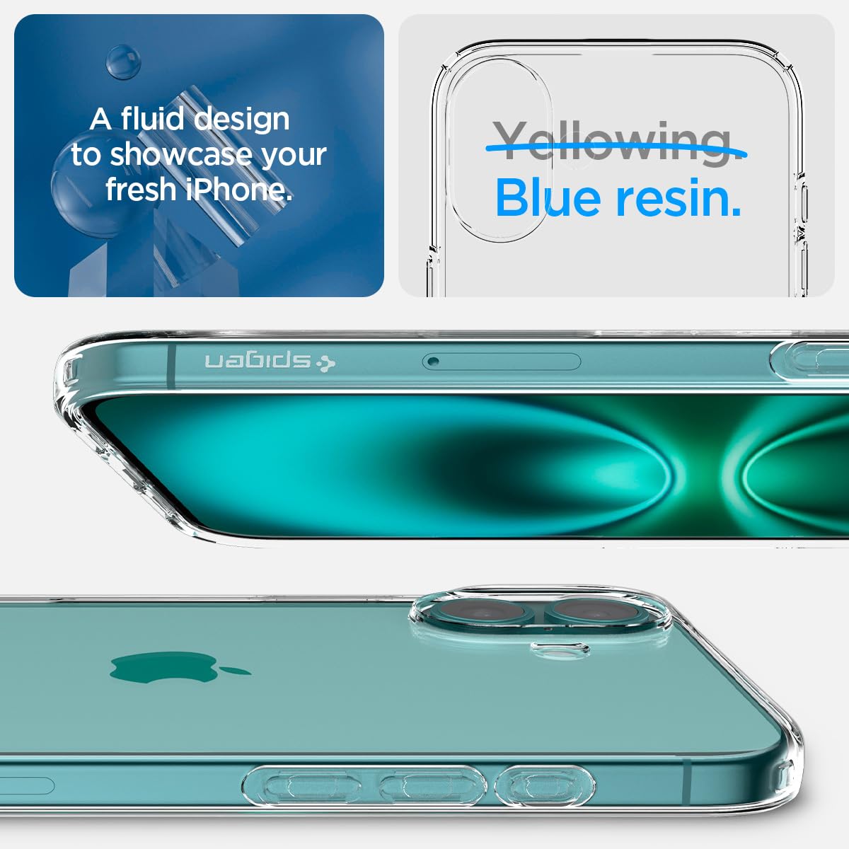 Spigen Liquid Crystal Back Cover Case for iPhone 16, Clear Transparent, Flexible Protection - TPU | Crystal Clear