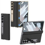 Ultra Hybrid Luxury Leather Case for Samsung Galaxy Z Fold 6 Case – with Kickstand. Includes Free Tempered Glass Screen Protector Comfortable Grip, Scratch Resistant (Black)