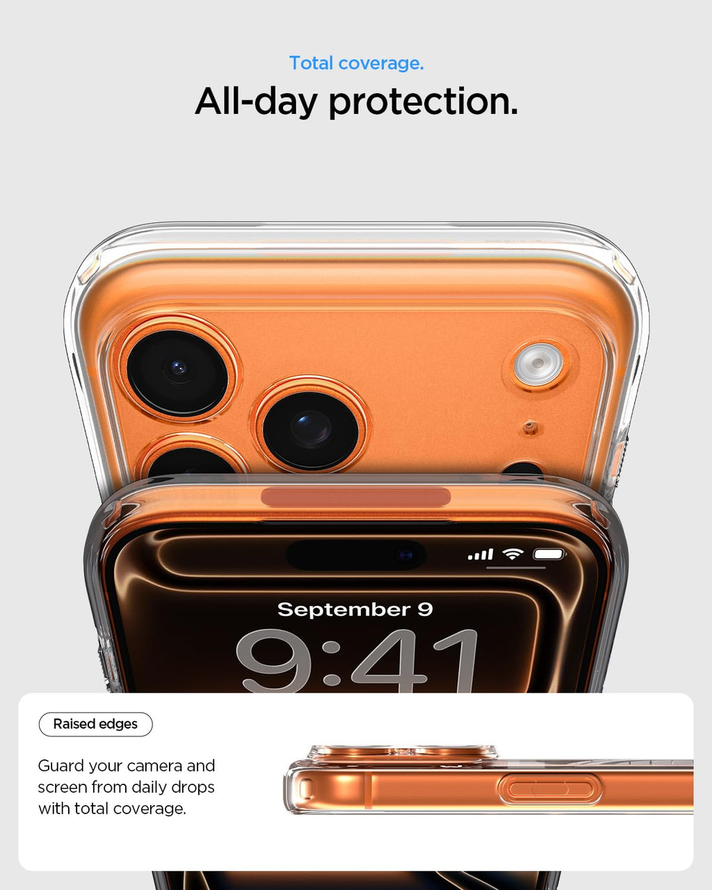 Spigen Ultra Hybrid MagFit Back Cover Case for iPhone 17 Pro, Clear Transparent, MagSafe Compatible - Polycarbonate + TPU | Clear Orange