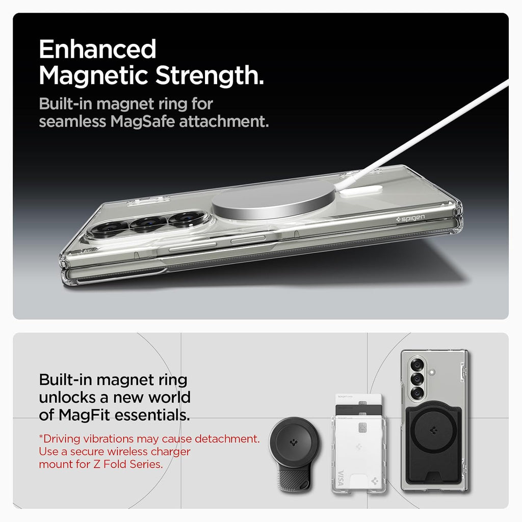 Spigen Ultra Hybrid Pro MagFit | Samsung Galaxy Z Fold7 Case [MagSafe] [Transparent] [Hinge Protection] Galaxy Z Fold 7 Back Cover | TPU+PC - Clear White