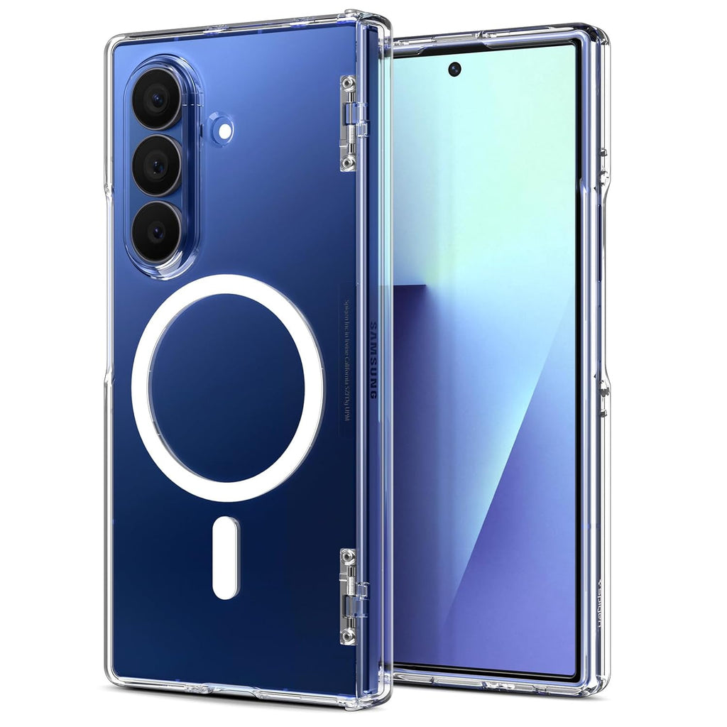Spigen Ultra Hybrid Pro MagFit | Samsung Galaxy Z Fold7 Case [MagSafe] [Transparent] [Hinge Protection] Galaxy Z Fold 7 Back Cover | TPU+PC - Clear White