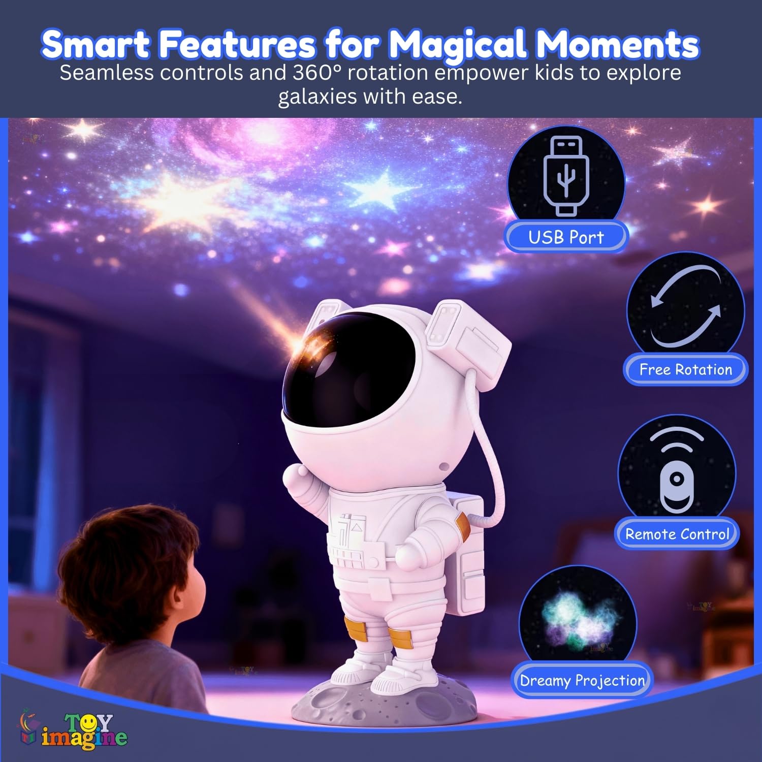 Flex Armor Astronaut Galaxy Projector | 360° Star Nebula Night Light with Remote Control