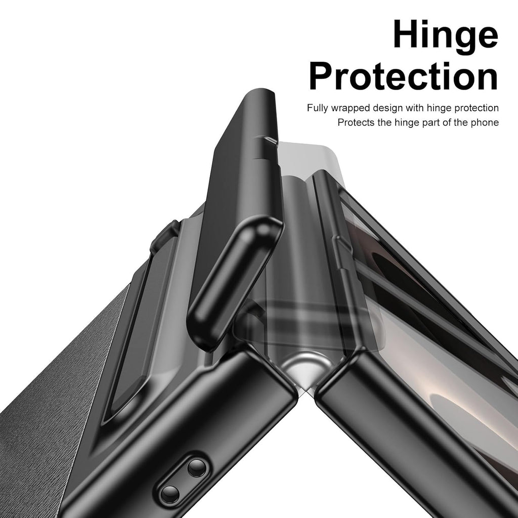 Ultra Hybrid Premium Luxury Leather Case for Samsung Galaxy Z Fold 8 (2026) | Hinge Protection Kickstand + S Pen + Tempered Glass | Slim | Scratch Resistant for Fold 8 Back Cover, Black