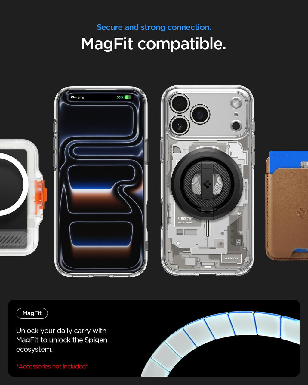 Spigen Ultra Hybrid MagFit Back Cover Case for iPhone 17 Pro, MagSafe Compatible, Air Cushion Technology - Polycarbonate + TPU | Zero One Natural Titanium