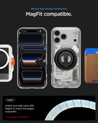 Spigen Ultra Hybrid MagFit Back Cover Case for iPhone 17 Pro, MagSafe Compatible, Air Cushion Technology - Polycarbonate + TPU | Zero One Natural Titanium