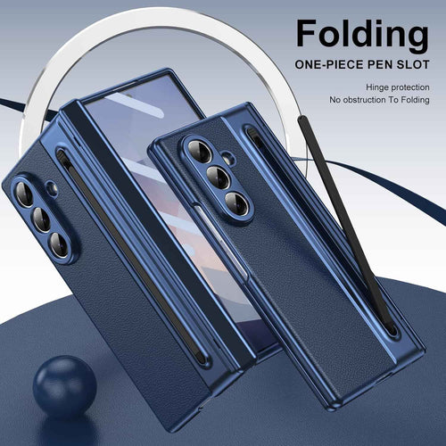 Flex Armor Z Fold 7 Luxury Leather Case | Hinge Protection, Kickstand, S Pen Holder