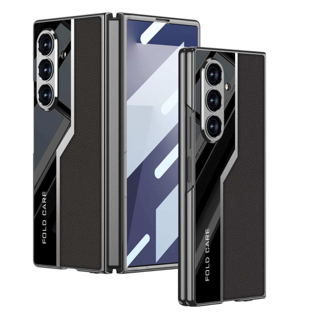 FlexArmor Ultra Hybrid Leather Case for Samsung Galaxy Z Fold 7 | Built-In Glass Screen Protector, Magnetic Charging & Camera Protection