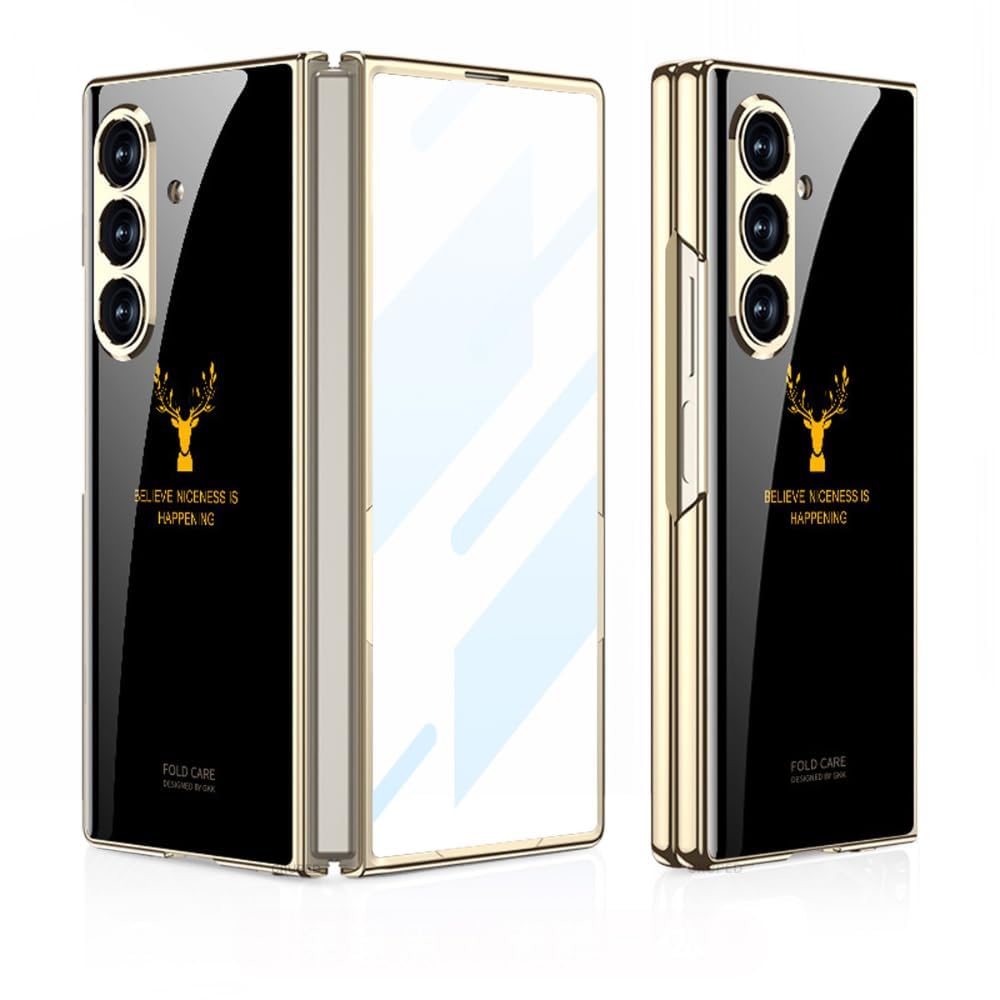 FlexArmor StagGlass Series Case for Samsung Galaxy Z Fold 7 | 9H Tempered Glass Back & Shockproof Protection
