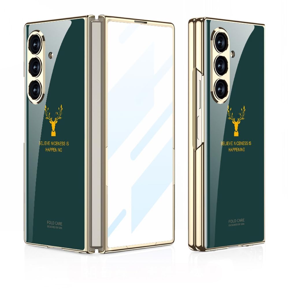 FlexArmor StagGlass Series Case for Samsung Galaxy Z Fold 7 | 9H Tempered Glass Back & Shockproof Protection