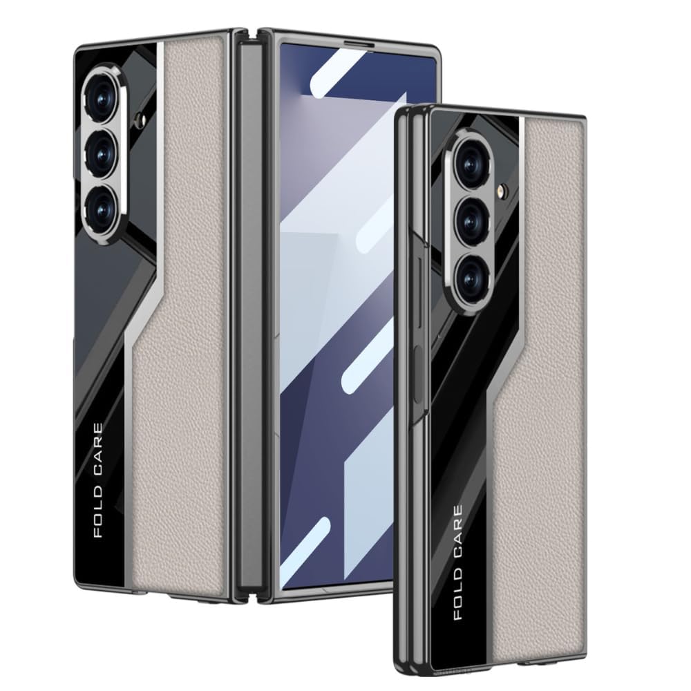 FlexArmor Ultra Hybrid Leather Case for Samsung Galaxy Z Fold 7 | Built-In Glass Screen Protector, Magnetic Charging & Camera Protection